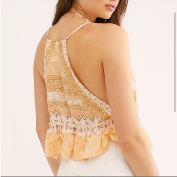 Free People Brighter Than Sunshine Tank Multi Print Ruffled Crop Top - Picture 2 of 6